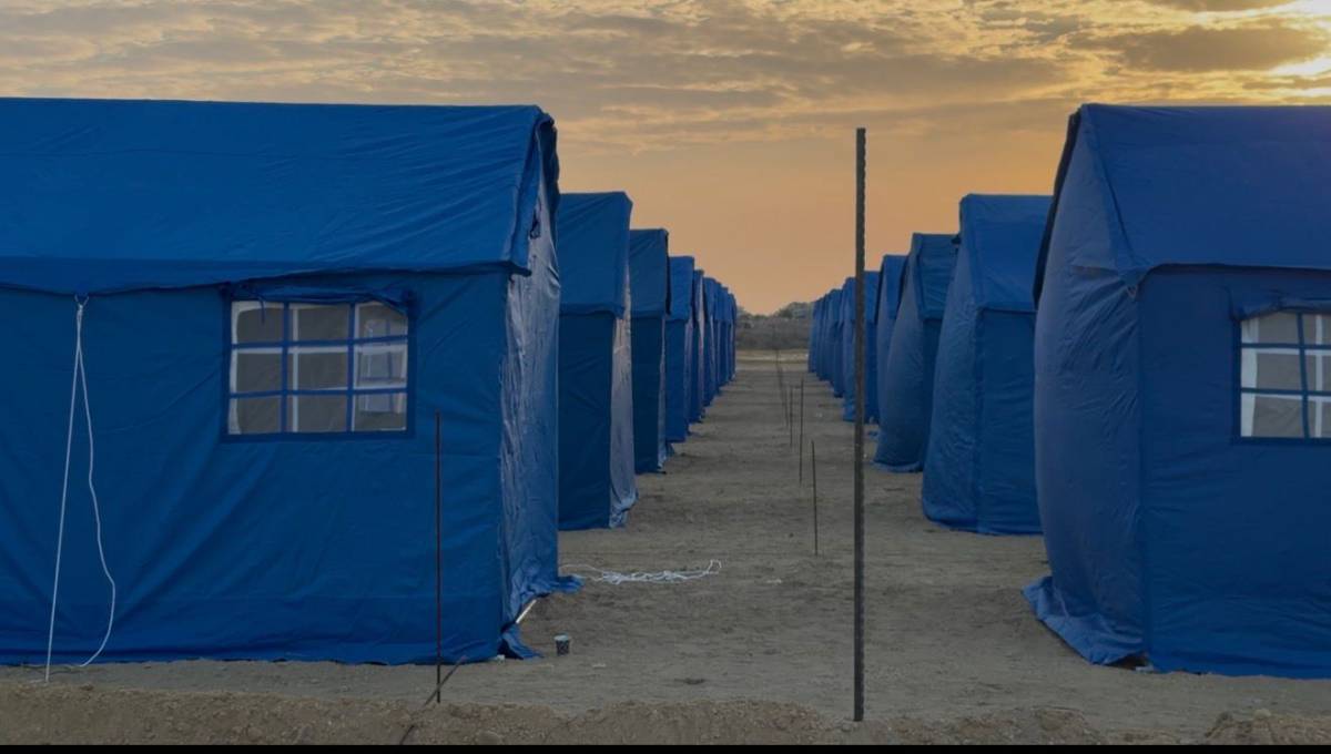 Egyptian Committee Erects Tents at Nitsarim Camp Following Land Leveling to Shelter Thousands of Affected Families.