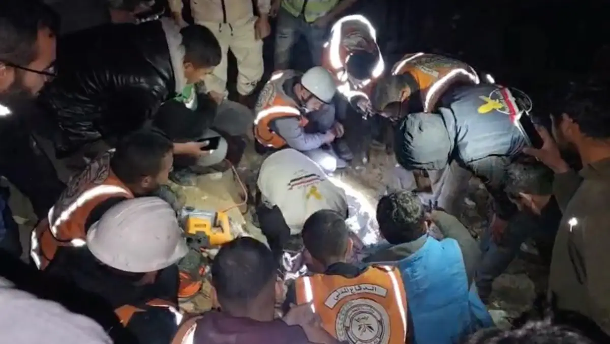 Woman and Child Rescued Alive from Collapsed Home in Northern Gaza